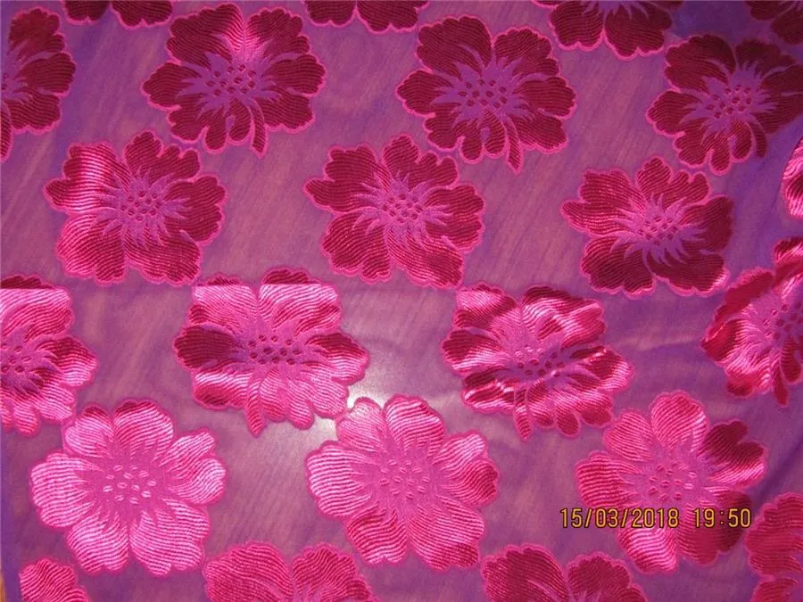 100% Silk burnout Fabric purple color 44&quot;
