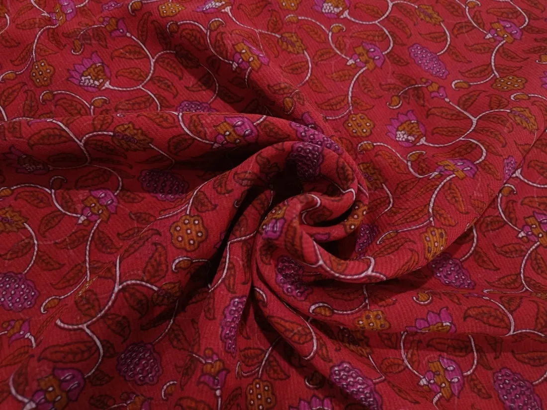 100% silk chiffon floral printed fabric 44" wide available in four colors