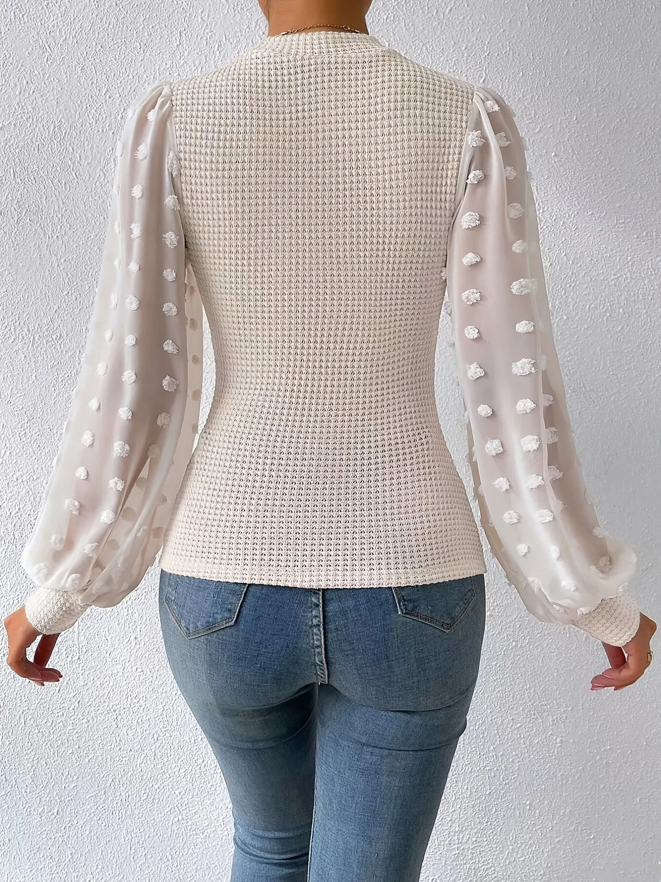 Chic Lantern Sleeve Mock Neck Top for SpringFall Wardrobe