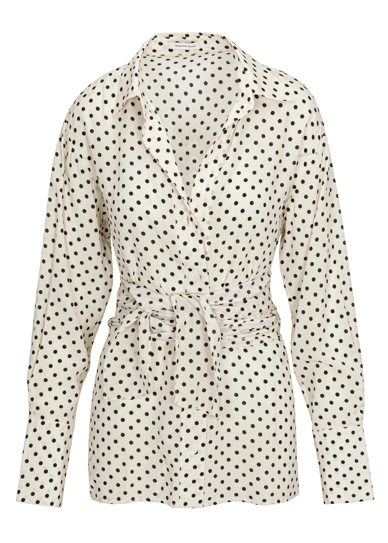 Polka Dot Silky Wrap Shirt